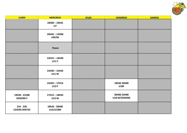Changement horaire entrainement fin de saison