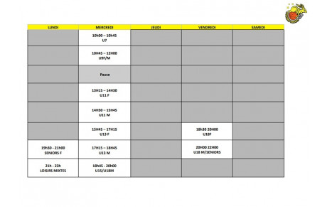 Changement horaire entrainement fin de saison